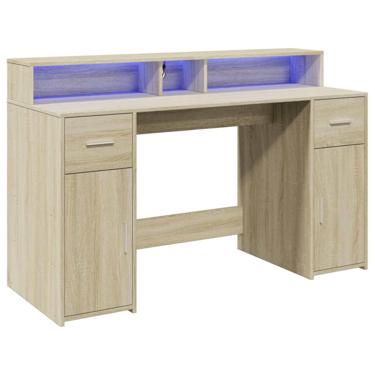 vidaXL Γραφείο με LED Sonoma δρυς 140x55x91 εκ. Επεξεργ. Ξύλο