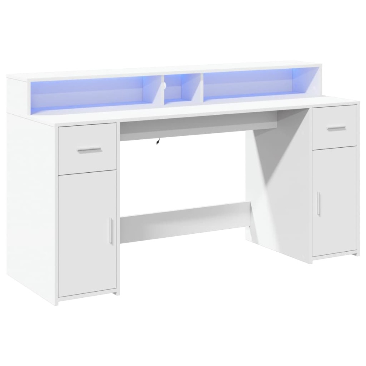 vidaXL Γραφείο με LED Λευκό 160x55x91 εκ. από Επεξεργασμένο Ξύλο