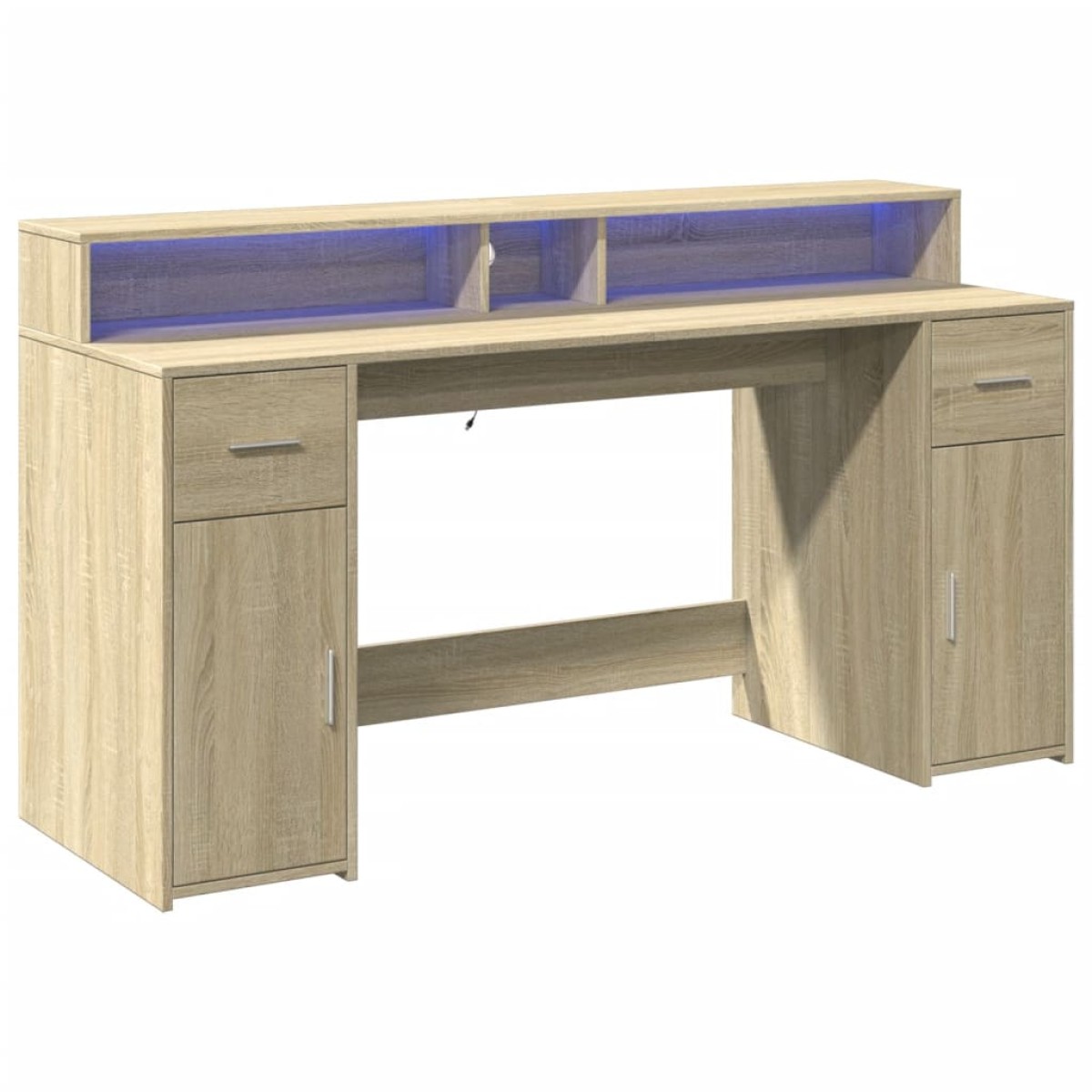 vidaXL Γραφείο με LED Sonoma δρυς 160x55x91 εκ. Επεξεργ. Ξύλο