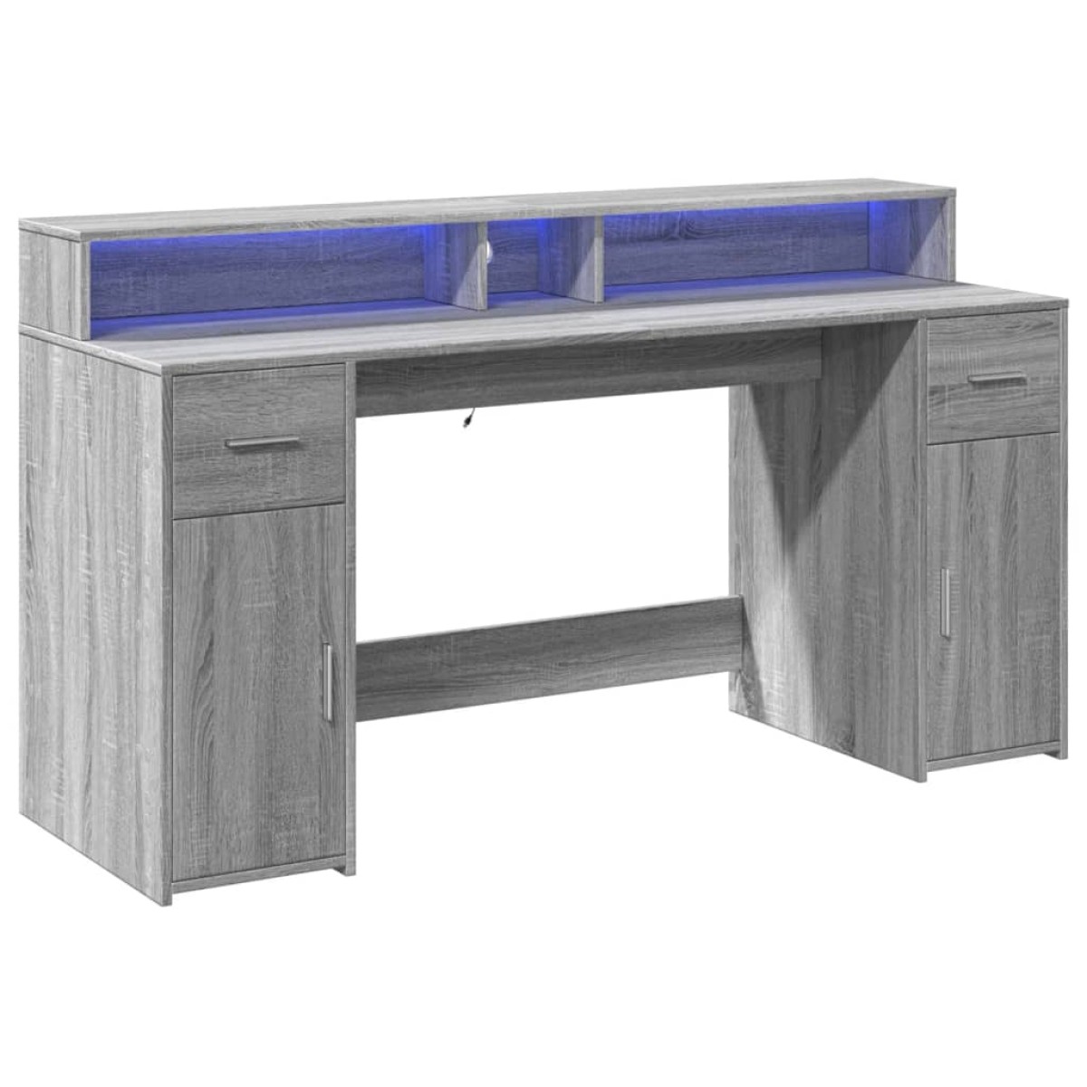 vidaXL Γραφείο με LED Γκρι Sonoma 160x55x91 εκ. Επεξεργ. Ξύλο