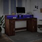 vidaXL Γραφείο με LED Καφέ δρυς 160x55x91 εκ. Επεξεργ. Ξύλο