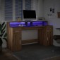 vidaXL Γραφείο με LED Αρτισιανή Δρυς 160x55x91 εκ. Επεξεργασμένο Ξύλο