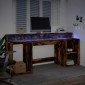 vidaXL Γραφείο με LED Καπνιστή δρυς 200x55x91 εκ. Επεξεργ. Ξύλο