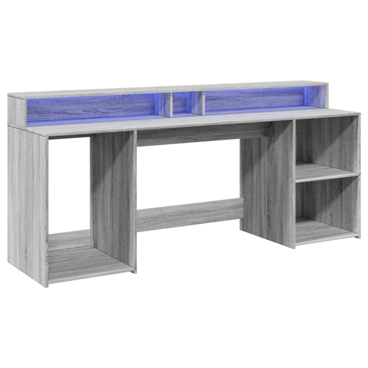 vidaXL Γραφείο με LED Γκρι Sonoma 200x55x91 εκ. Επεξεργ. Ξύλο