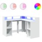 vidaXL Γραφείο με LED Λευκό 130x130x91 εκ. από Επεξεργασμένο Ξύλο