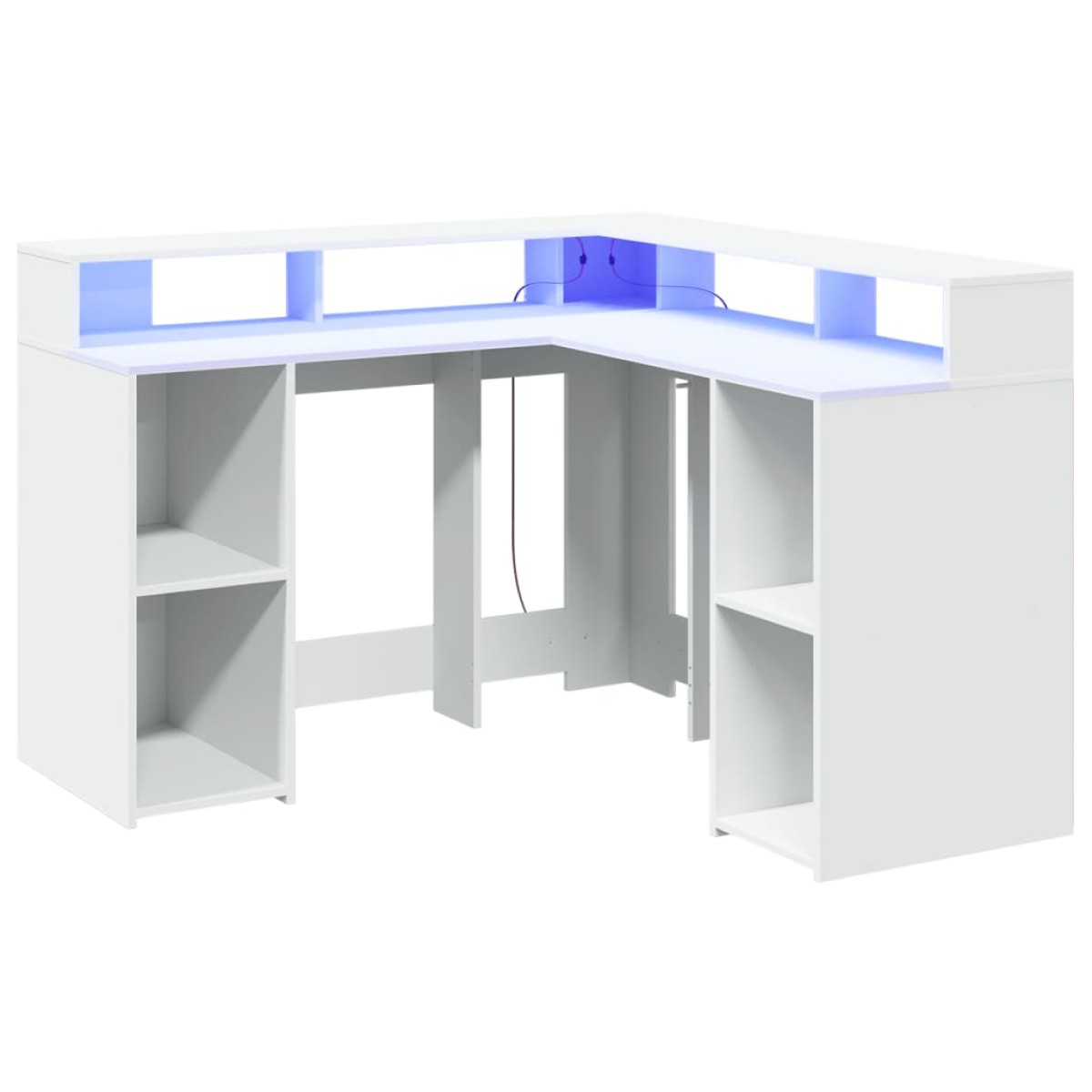vidaXL Γραφείο με LED Λευκό 130x130x91 εκ. από Επεξεργασμένο Ξύλο