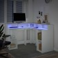 vidaXL Γραφείο με LED Λευκό 130x130x91 εκ. από Επεξεργασμένο Ξύλο