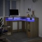 vidaXL Γραφείο με LED Sonoma δρυς 130x130x91 εκ. Επεξεργ. Ξύλο