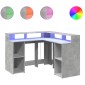 vidaXL Γραφείο με LED Γκρι Σκυρόδεματος 130x130x91 εκ. Επεξεργ. Ξύλο