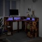 vidaXL Γραφείο με LED Καπνιστή δρυς 130x130x91 εκ. Επεξεργ. Ξύλο
