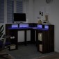 vidaXL Γραφείο με LED Καφέ δρυς 130x130x91 εκ. Επεξεργ. Ξύλο