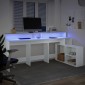 vidaXL Γραφείο με LED Λευκό 200x104x91 εκ. από Επεξεργασμένο Ξύλο