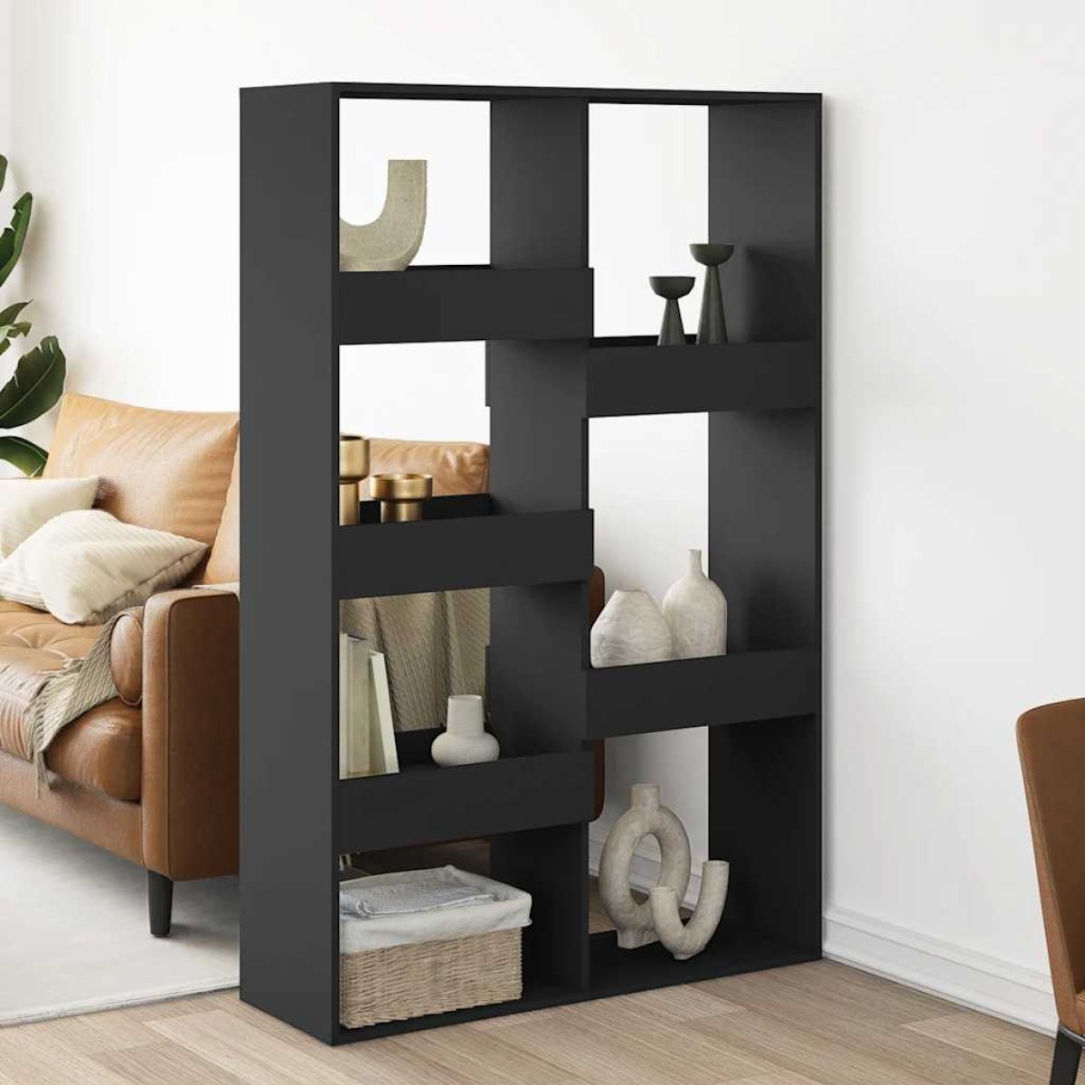 vidaXL Βιβλιοθήκη/Διαχωριστικό Χώρου Μαύρη 100x33x155,5 εκ. Επεξ. Ξύλο
