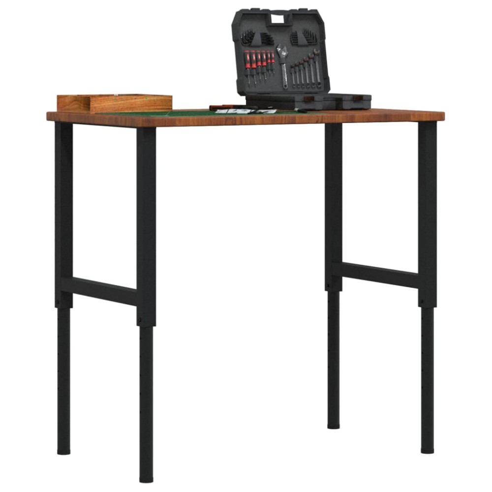 vidaXL Πάγκος Εργασίας Ορθογώνιος 100x60x(71,5-98) εκ Μασίφ Ξύλο Δρυός