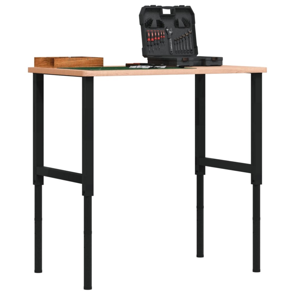 vidaXL Πάγκος Εργασίας Ορθογώνιος 100x60x(71,5-98) εκ Μασίφ Ξύλο Οξιάς