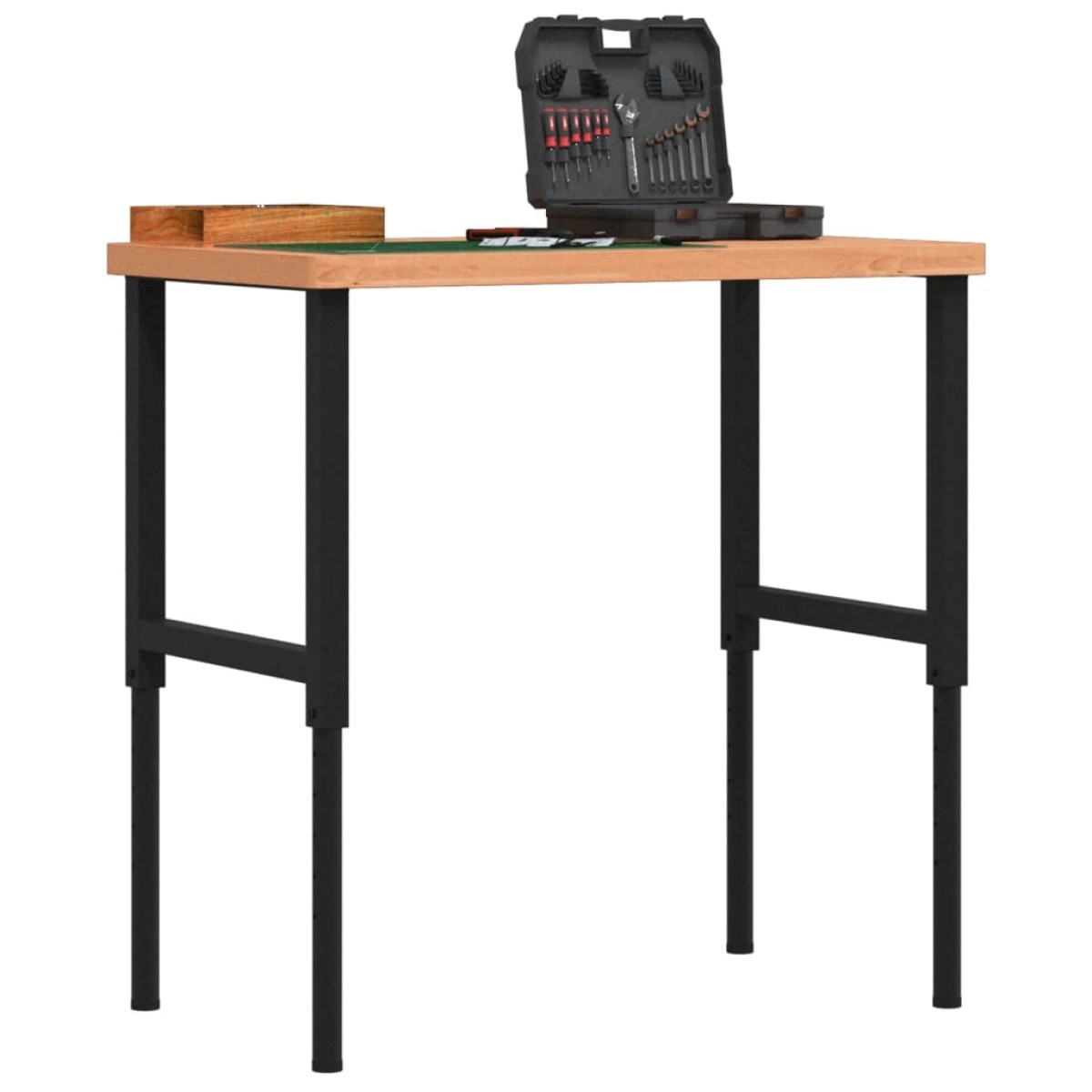 vidaXL Πάγκος Εργασίας Ορθογώνιος 100x60x(73-99,5) εκ Μασίφ Ξύλο Οξιάς