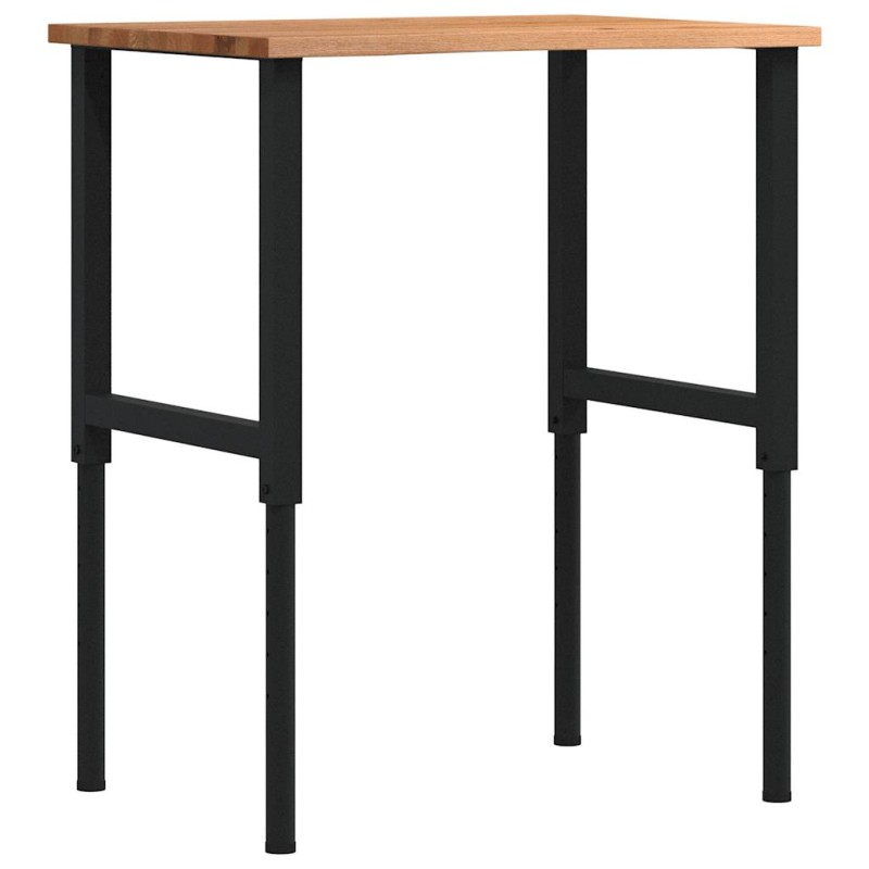 vidaXL Πάγκος Εργασίας Ανοιχτό Καφέ 80x60x(71,5-98) cm Μασίφ Ξύλο Δρυς