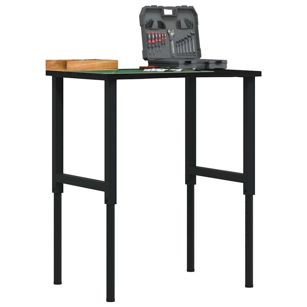 vidaXL πάγκος εργασίας σκούρο καφέ 80x60x(71,5-98) cm μασίφ ξύλο δρυς