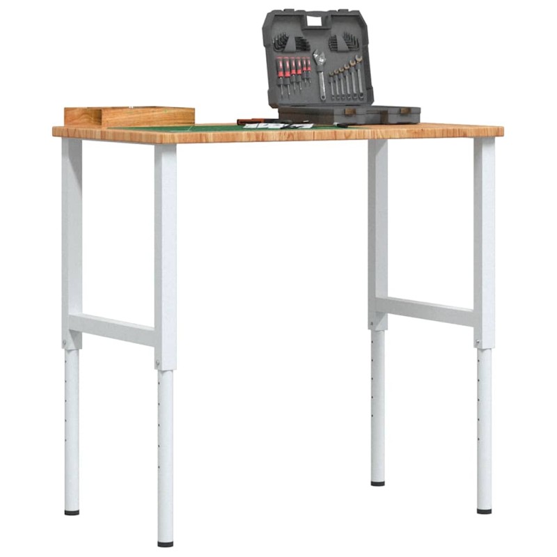 vidaXL Πάγκος Εργασίας Ορθογώνιος 100x60x(71,5-98) εκ Μασίφ Ξύλο Δρυός