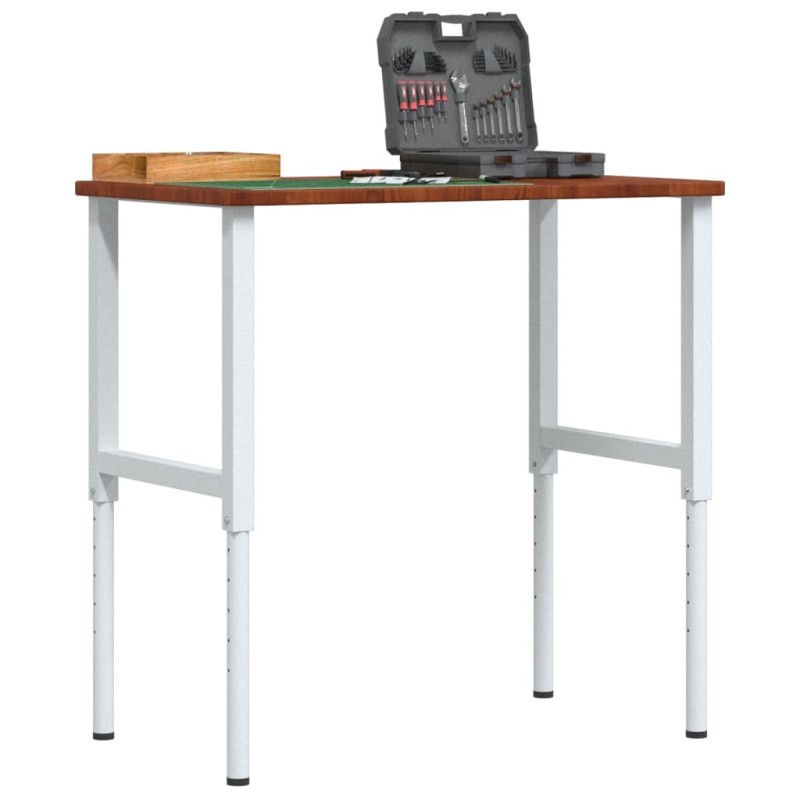 vidaXL Πάγκος Εργασίας Ορθογώνιος 100x60x(71,5-98) εκ Μασίφ Ξύλο Δρυός
