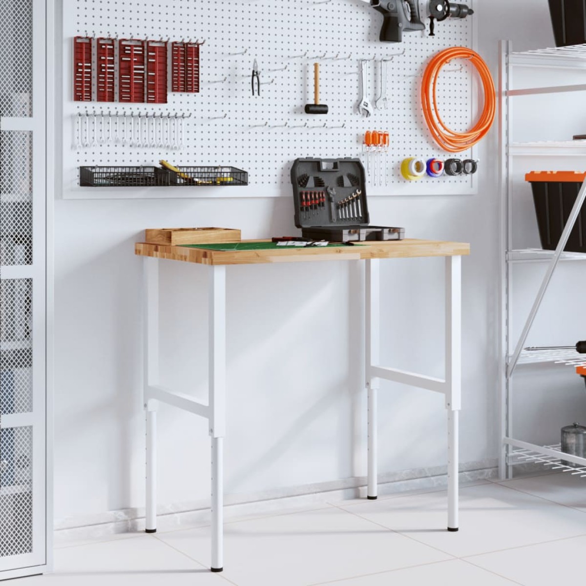 vidaXL Πάγκος Εργασίας Ορθογώνιος100x60x(73-99,5)εκ Μασίφ Ξύλο Ακακίας