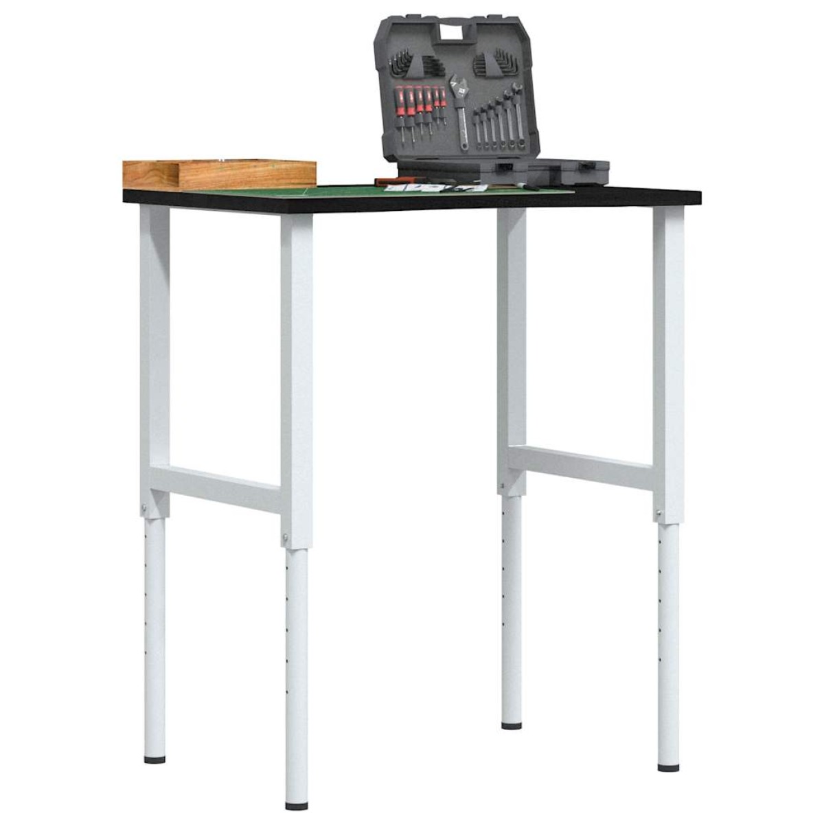 vidaXL πάγκος εργασίας σκούρο καφέ 80x60x(71,5-98) cm μασίφ ξύλο δρυς