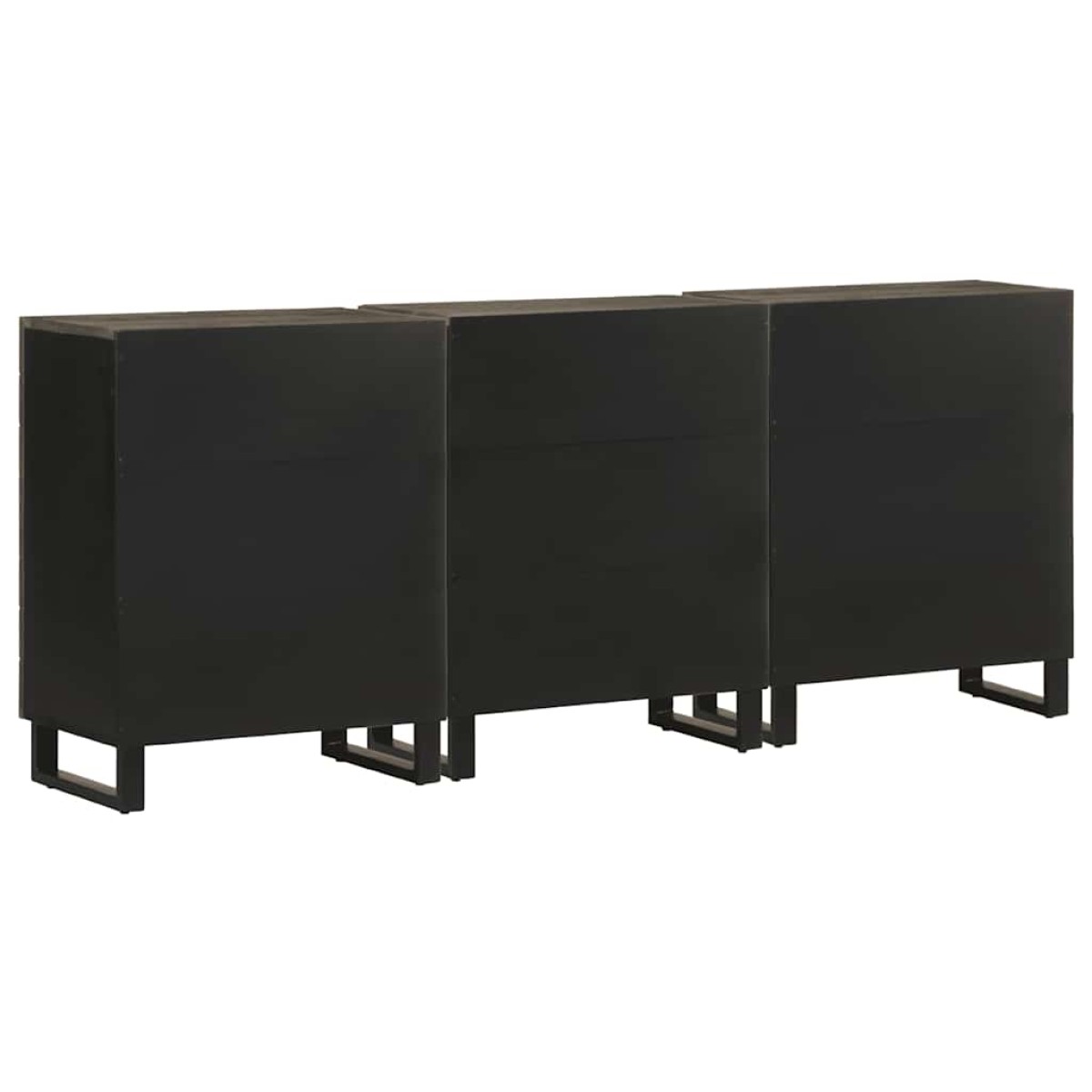 vidaXL Μπουφέδες 3 τεμαχίων Μαύροι 60x33x75 εκ. από Μασίφ Ξύλο Μάνγκο