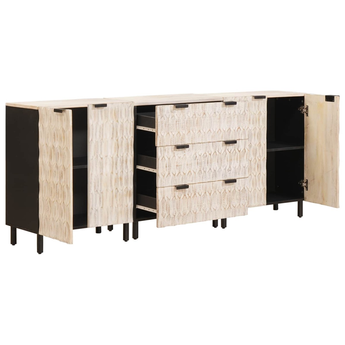 vidaXL Πλαϊνό γραφείο 3 τμχ. 60 x 33 x 75 cm Στερεό ξύλο μάνγκο