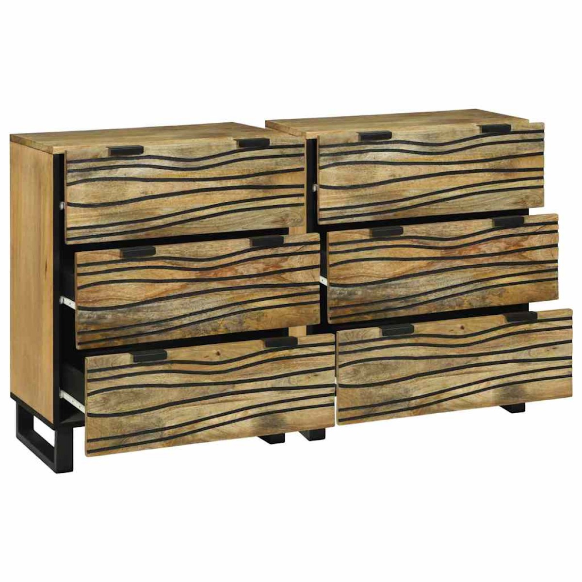 vidaXL Σετ Μπουφέδων 2 τμχ. Φυσικό 120 x 33 x 75 εκ Στερεό ξύλο μάνγκο