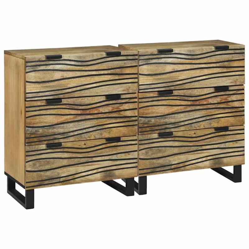 vidaXL Σετ Μπουφέδων 2 τμχ. Φυσικό 120 x 33 x 75 εκ Στερεό ξύλο μάνγκο