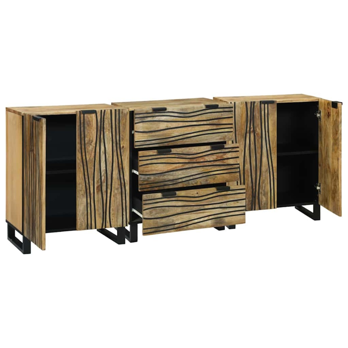 vidaXL Σετ Μπουφέδων 3 τμχ. Φυσικό 180 x 33 x 75 εκ.