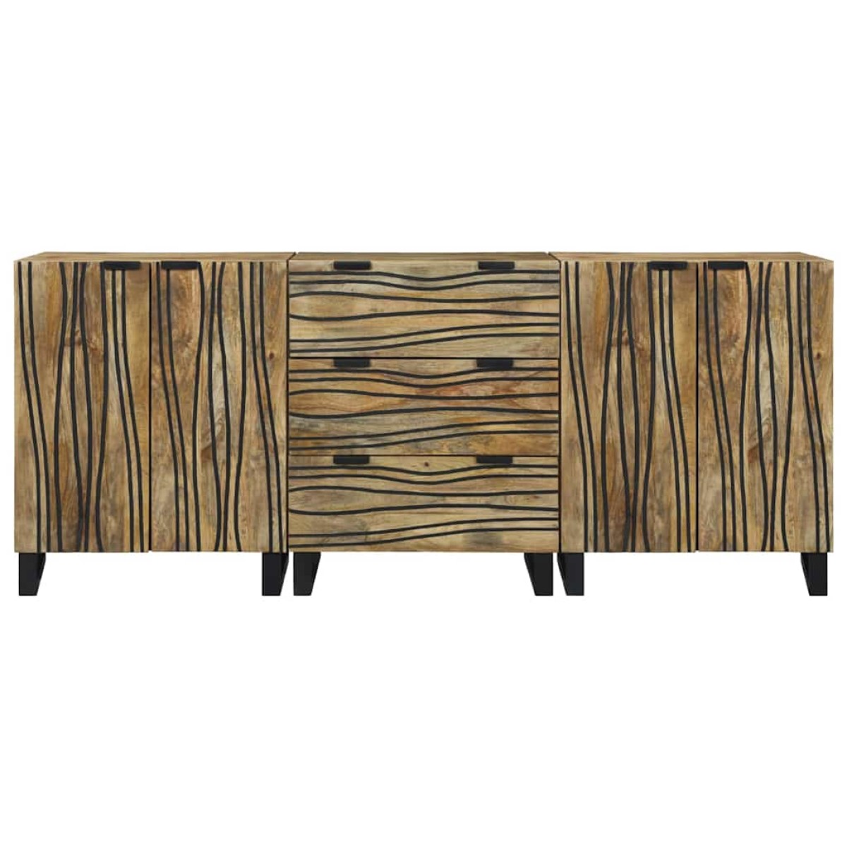 vidaXL Σετ Μπουφέδων 3 τμχ. Φυσικό 180 x 33 x 75 εκ.
