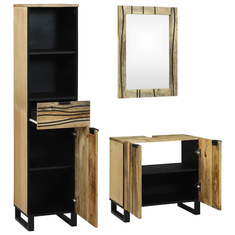 vidaXL Σετ Επίπλων Μπάνιου 3 τμχ. Καφέ 38 x 33 x 160 εκ.