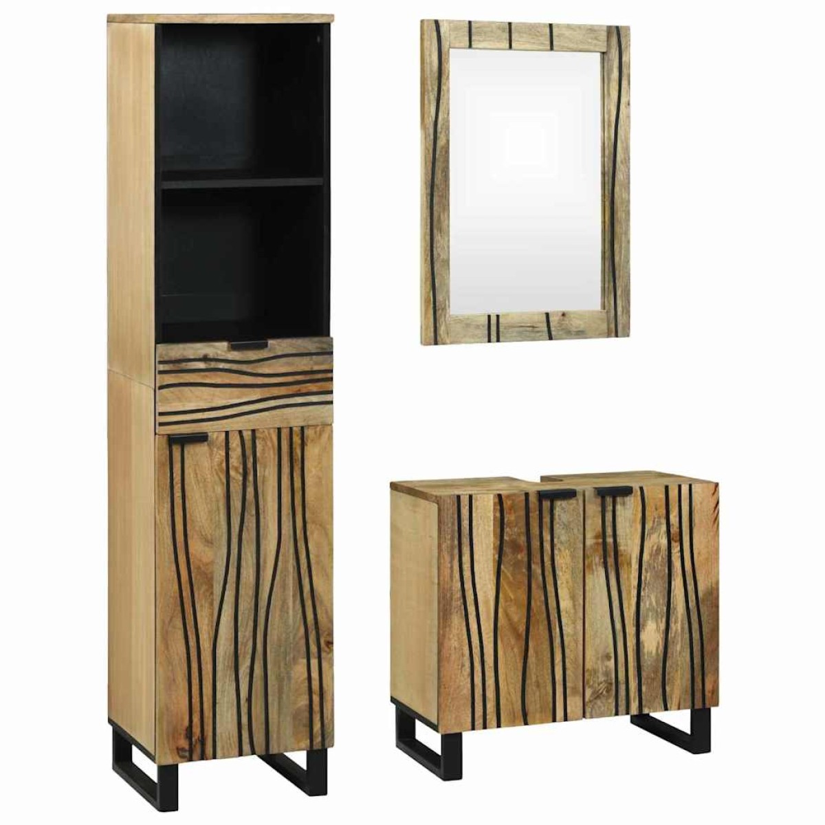 vidaXL Σετ Επίπλων Μπάνιου 3 τμχ. Καφέ 38 x 33 x 160 εκ.