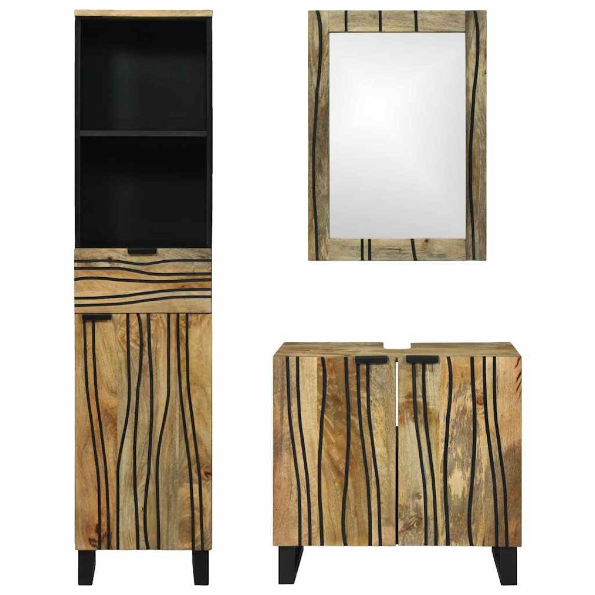 vidaXL Σετ Επίπλων Μπάνιου 3 τμχ. Καφέ 38 x 33 x 160 εκ.