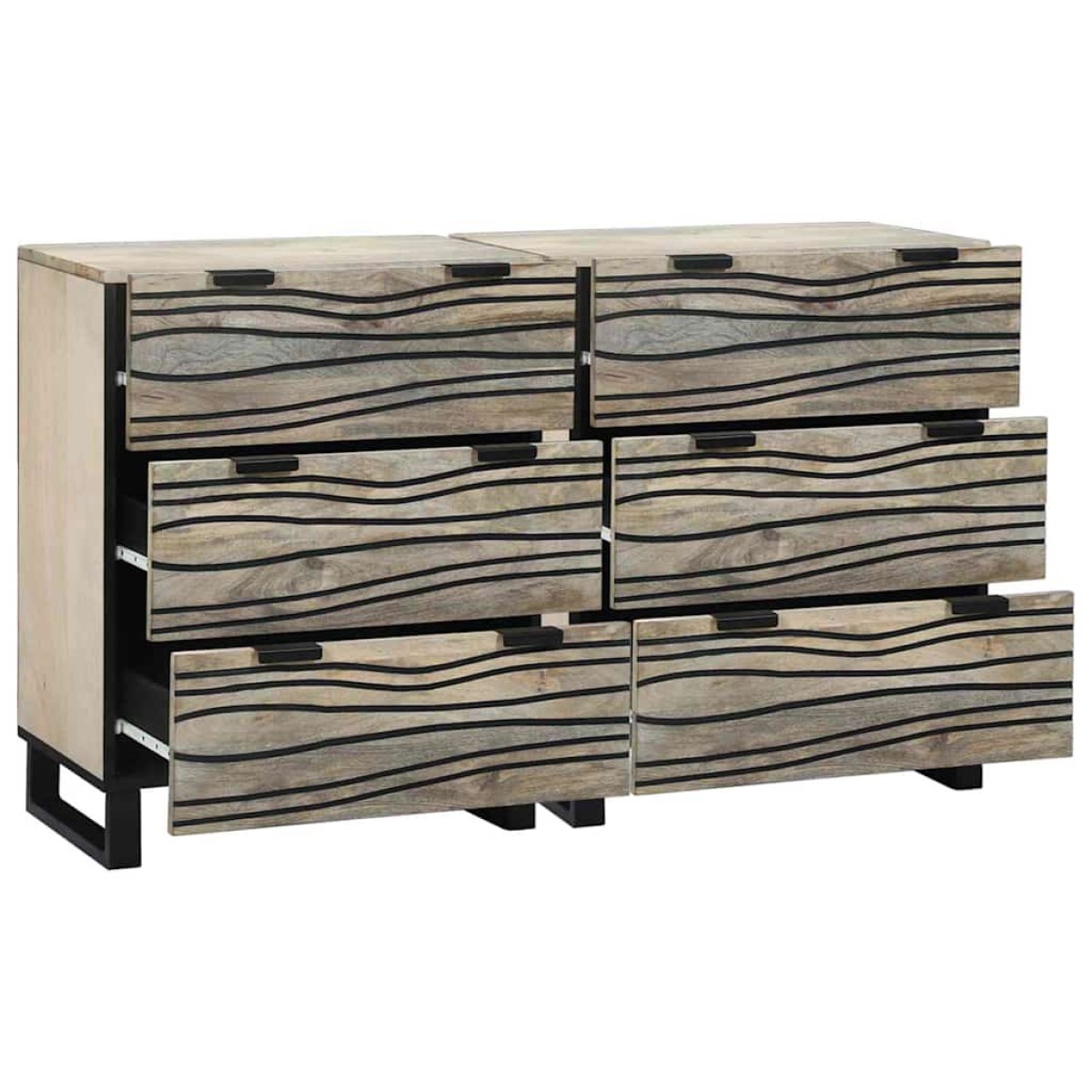 vidaXL Σετ Μπουφέδων 2 τμχ. Λευκό 120 x 33 x 75 εκ Στερεό ξύλο μάνγκο