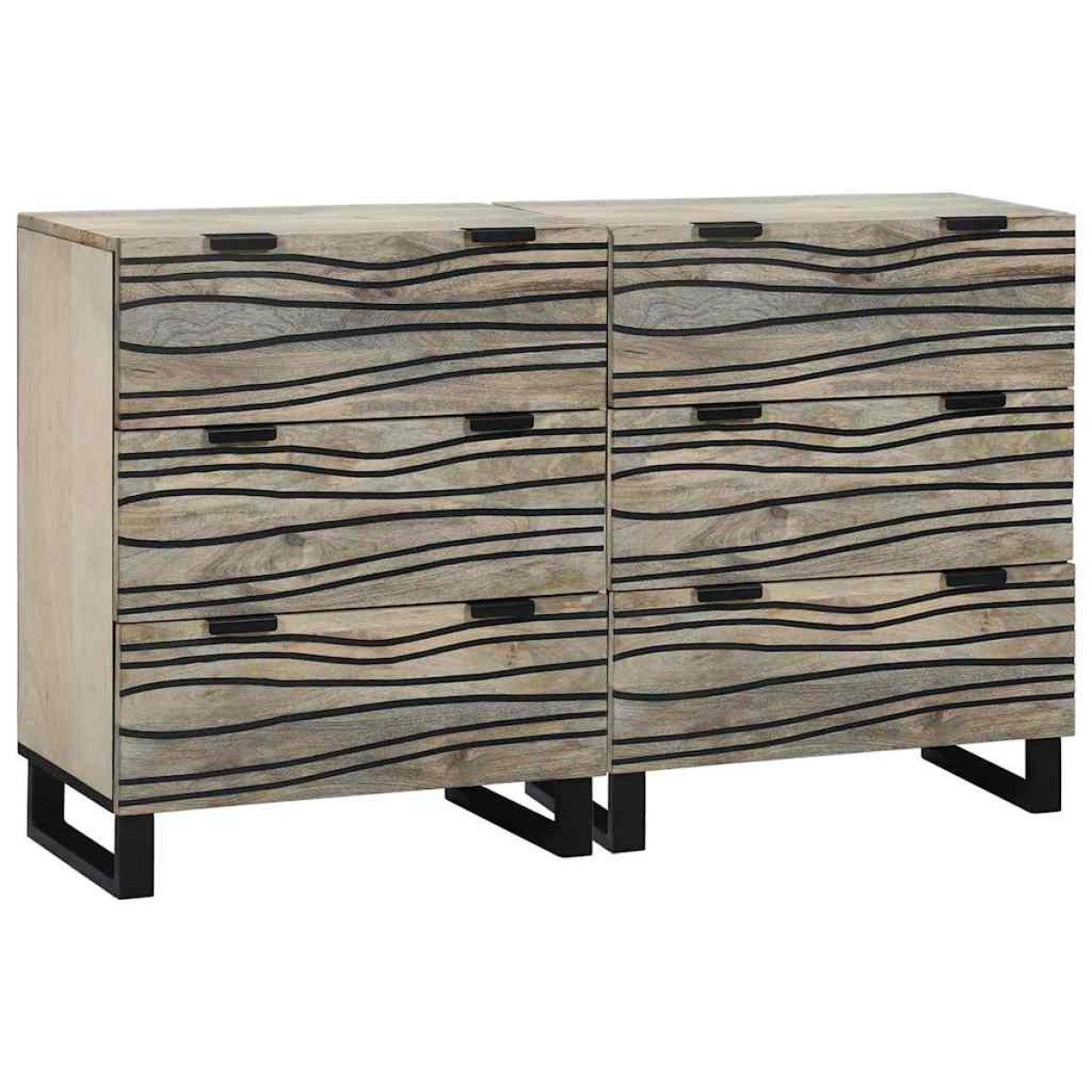 vidaXL Σετ Μπουφέδων 2 τμχ. Λευκό 120 x 33 x 75 εκ Στερεό ξύλο μάνγκο