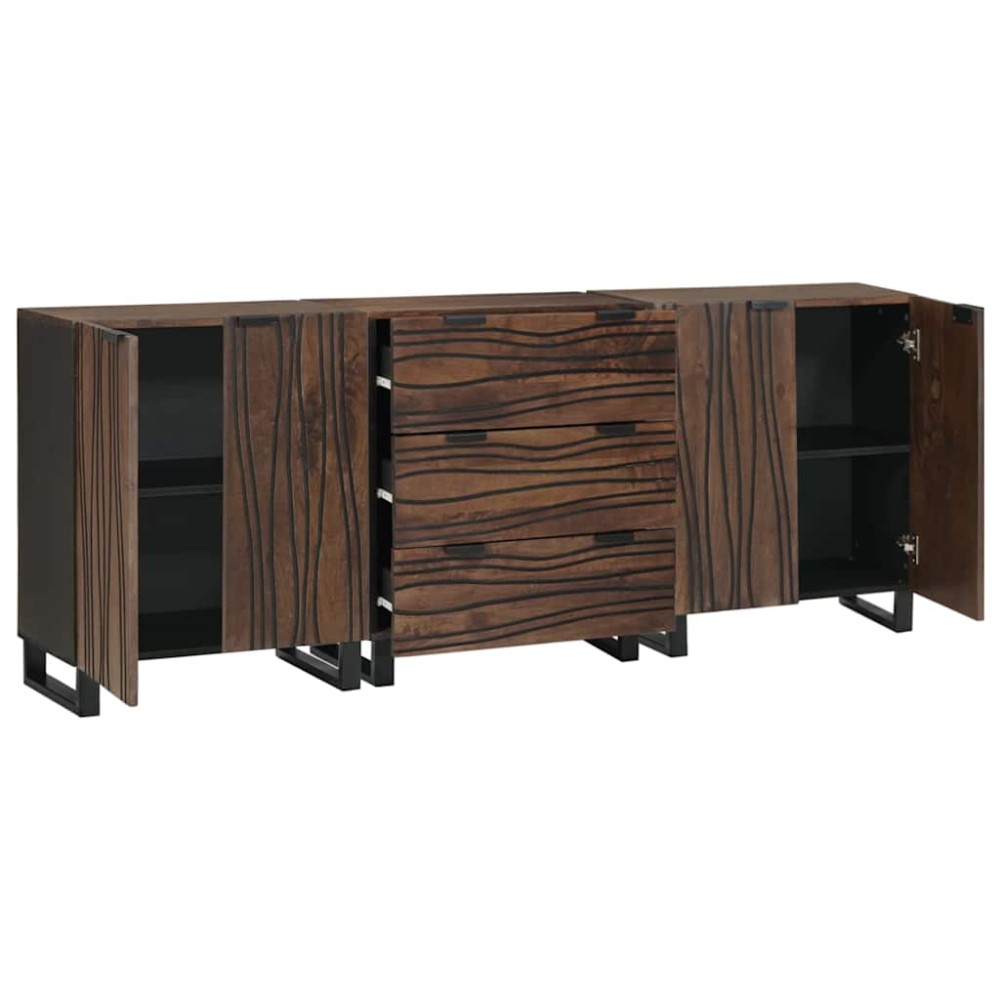 vidaXL Σετ Μπουφέδων 3 τμχ. Καφέ 180 x 33 x 75 εκ. Στερεό ξύλο μάνγκο
