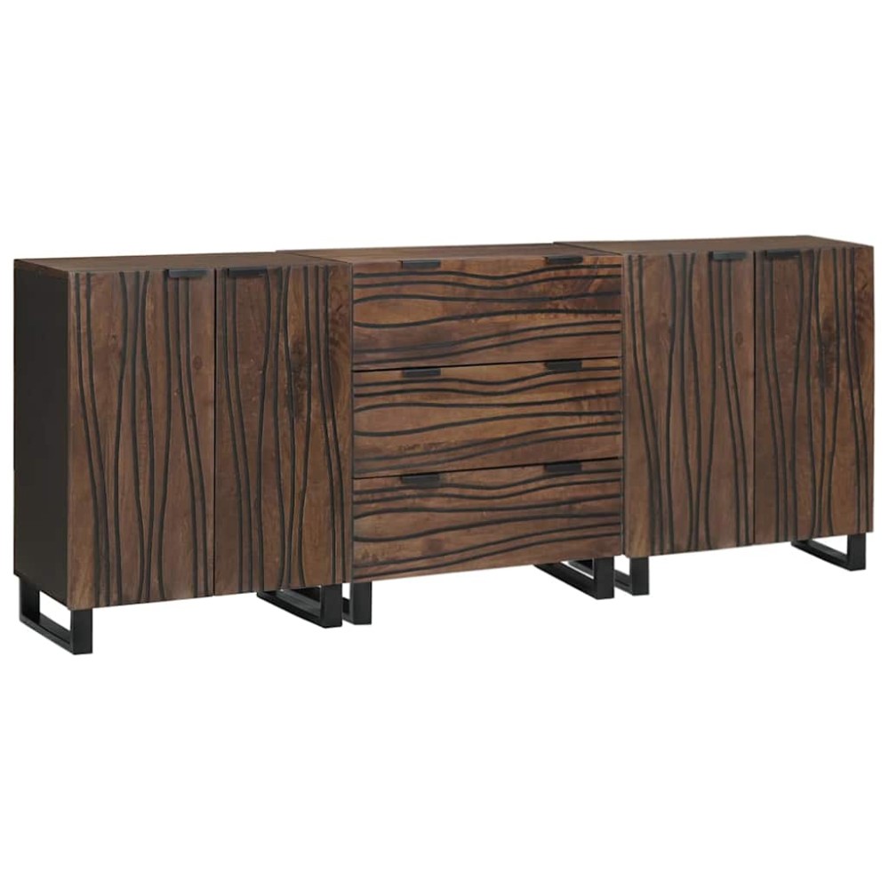 vidaXL Σετ Μπουφέδων 3 τμχ. Καφέ 180 x 33 x 75 εκ. Στερεό ξύλο μάνγκο