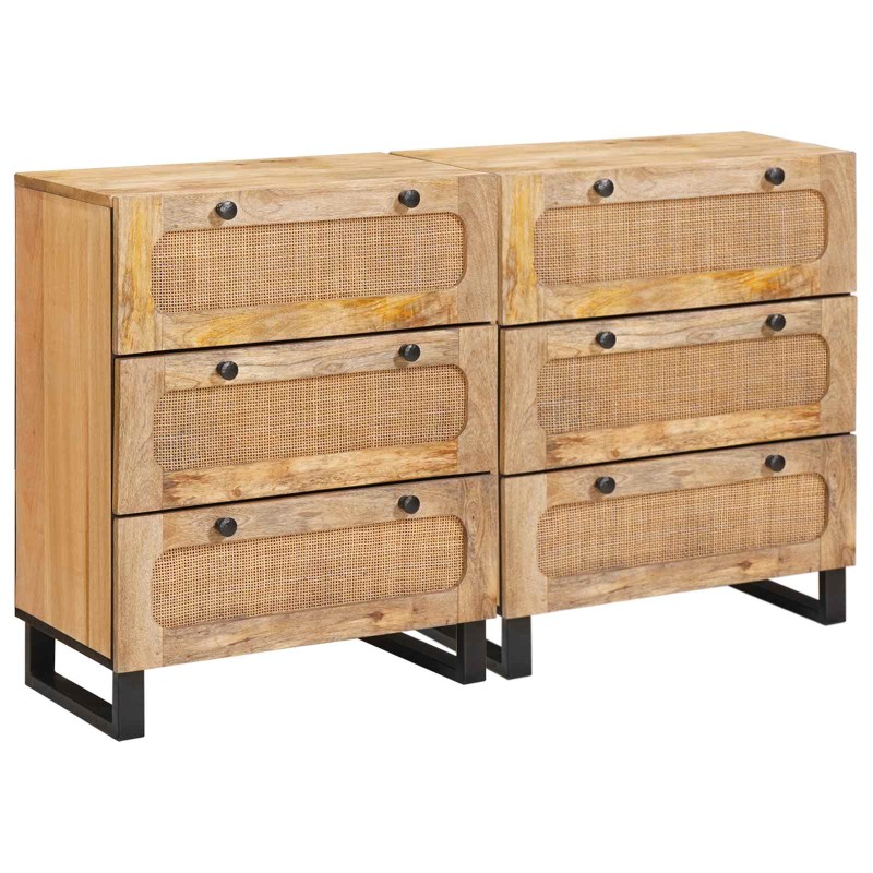 vidaXL Πλαϊνό γραφείο 2 τμχ. 60 x 33 x 75 cm Στερεό ξύλο μάνγκο Καφέ