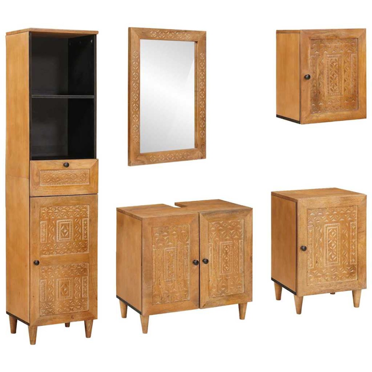 vidaXL Σετ Επίπλων Μπάνιου 5 τεμ. Καφέ Επεξεργασμένο Ξύλο