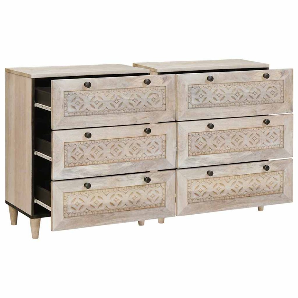 vidaXL Πλαϊνό γραφείο 2 τμχ. 120 x 33,5 x 75 εκ Μασίφ ξύλο μάνγκο