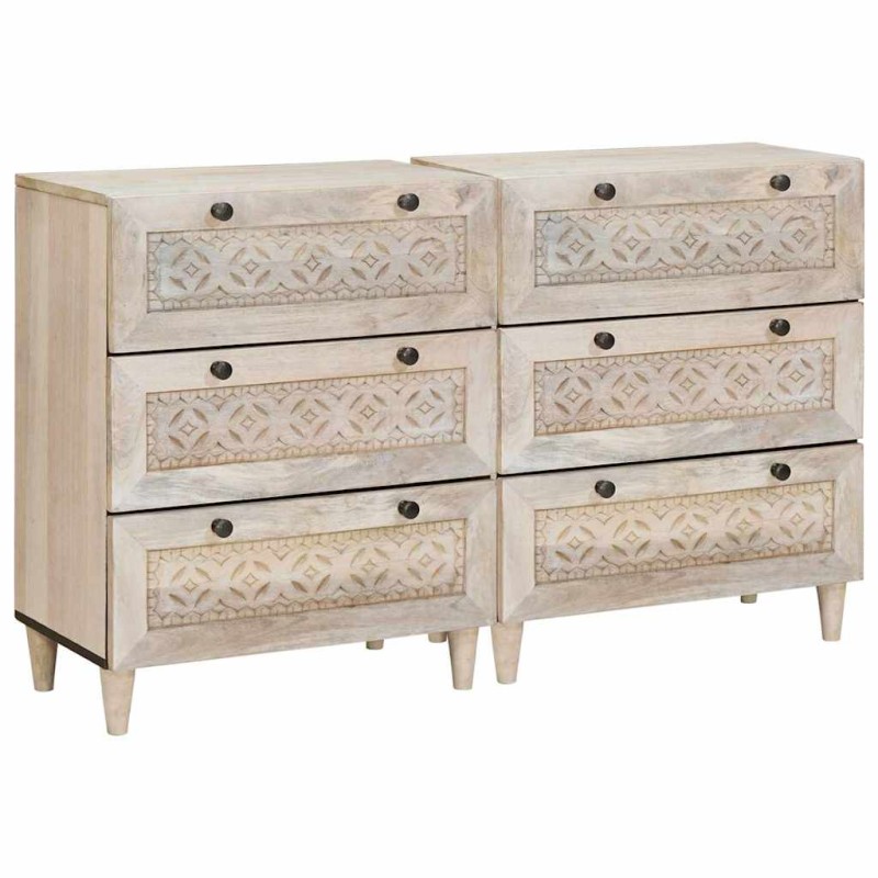 vidaXL Πλαϊνό γραφείο 2 τμχ. 120 x 33,5 x 75 εκ Μασίφ ξύλο μάνγκο