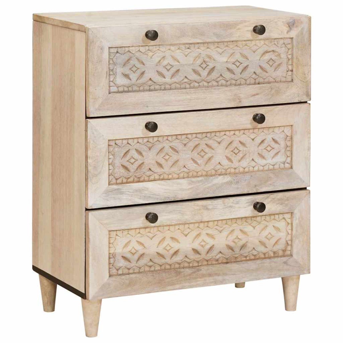 vidaXL Πλαϊνό γραφείο 3 τμχ. 180 x 33,5 x 75 εκ. Μασίφ ξύλο μάνγκο