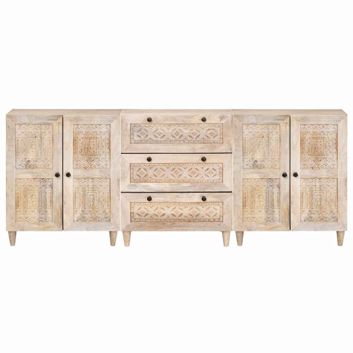 vidaXL Πλαϊνό γραφείο 3 τμχ. 180 x 33,5 x 75 εκ. Μασίφ ξύλο μάνγκο