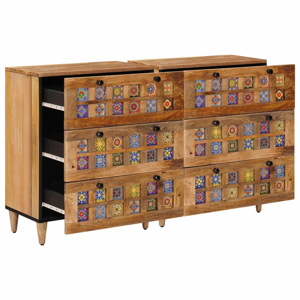 vidaXL Πλαϊνό γραφείο 2 τμχ. 60 x 33 x 75 cm Στερεό ξύλο μάνγκο Φυσικό