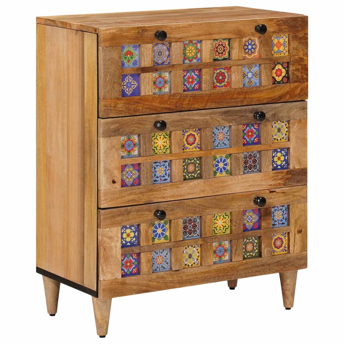 vidaXL Πλαϊνό γραφείο 2 τμχ. 60 x 33 x 75 cm Στερεό ξύλο μάνγκο Φυσικό
