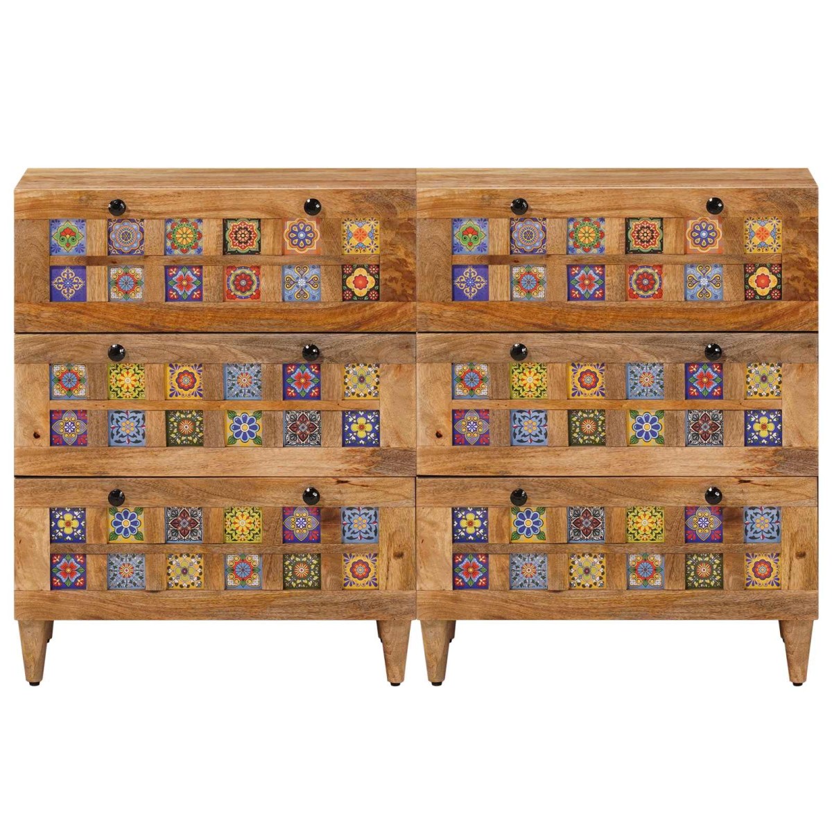 vidaXL Πλαϊνό γραφείο 2 τμχ. 60 x 33 x 75 cm Στερεό ξύλο μάνγκο Φυσικό