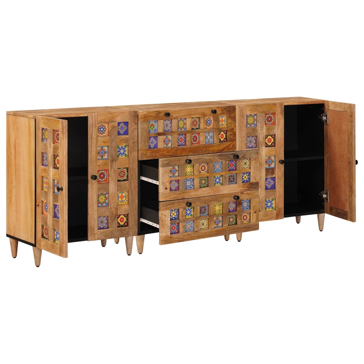 vidaXL Πλαϊνό γραφείο 3 τμχ. 60 x 33,5 x 75 εκ. Στερεό ξύλο μάνγκο