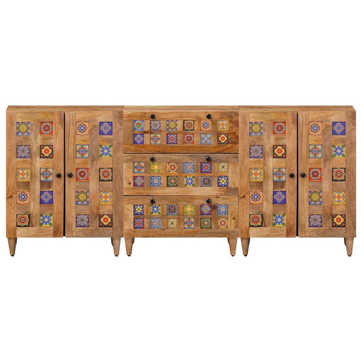 vidaXL Πλαϊνό γραφείο 3 τμχ. 60 x 33,5 x 75 εκ. Στερεό ξύλο μάνγκο